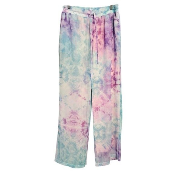 Lili Sidonio by Molly Bracken Pastel Watercolor Pants  Wide Leg Size Medium - Picture 1 of 9